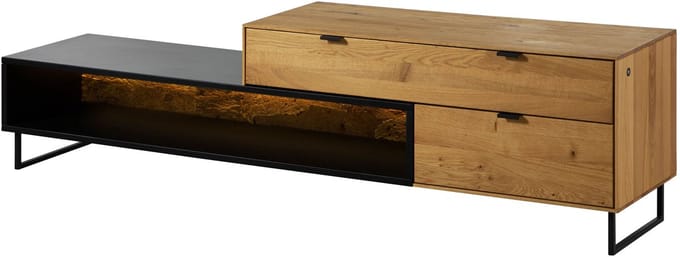 MASSIVMOEBEL24.DE wilde eik lage kast blank massief hout 200x43x52 cm geolied deels gemonteerd LINDAU volledig massief #27