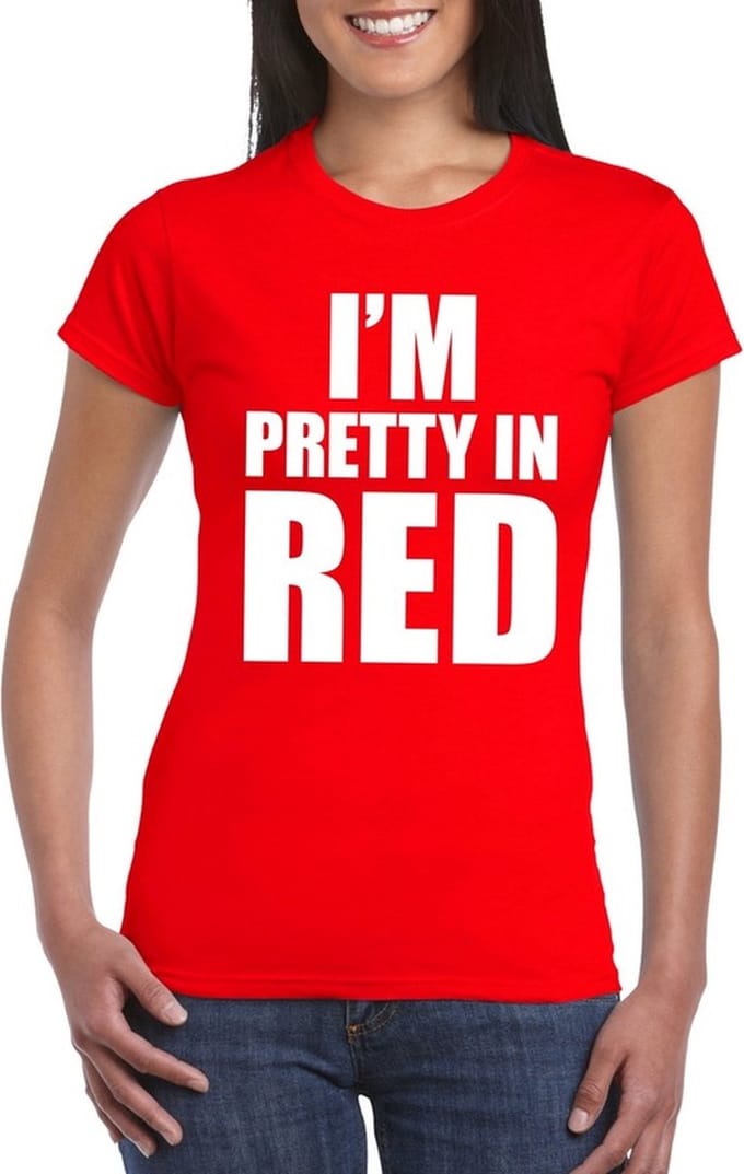 I'm pretty in red t-shirt rood dames M