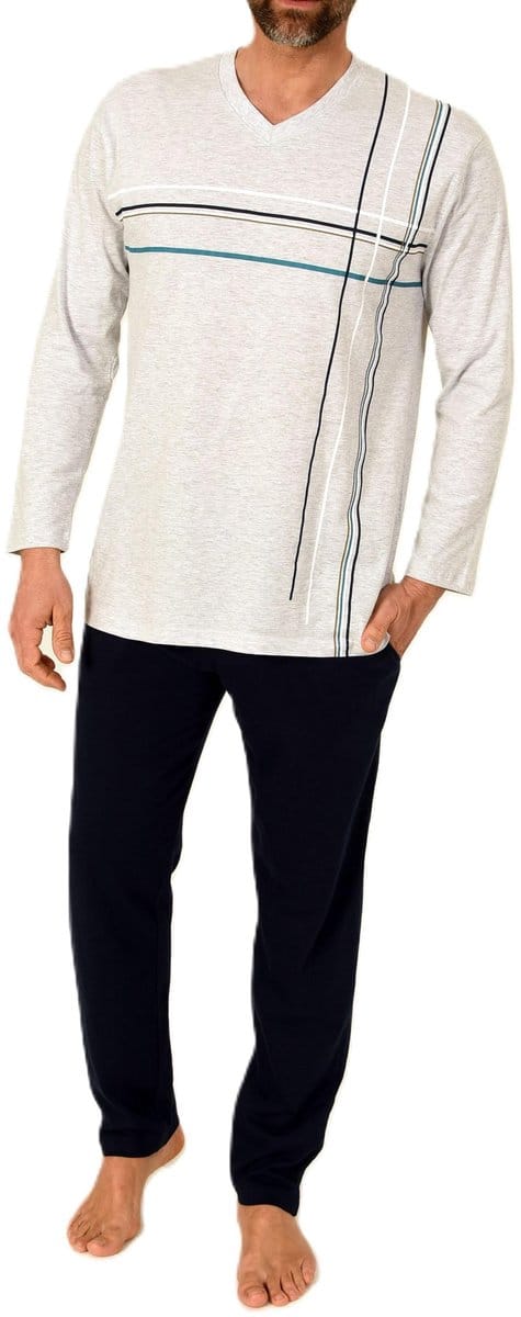 Elegante herenpyjama met lange mouwen en frontprint - ook in oversizes