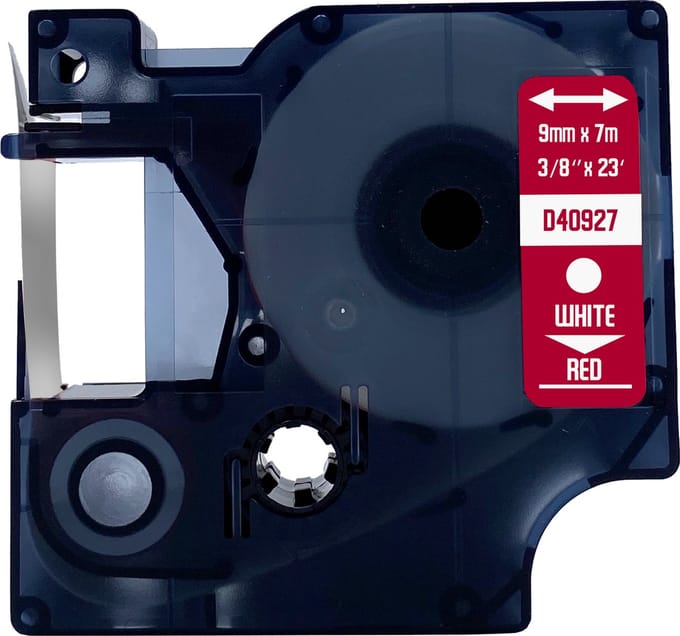 DULA Dymo D1 40927 Compatible label tape - 1 lettertape - Wit op rood - 9mm x 7m