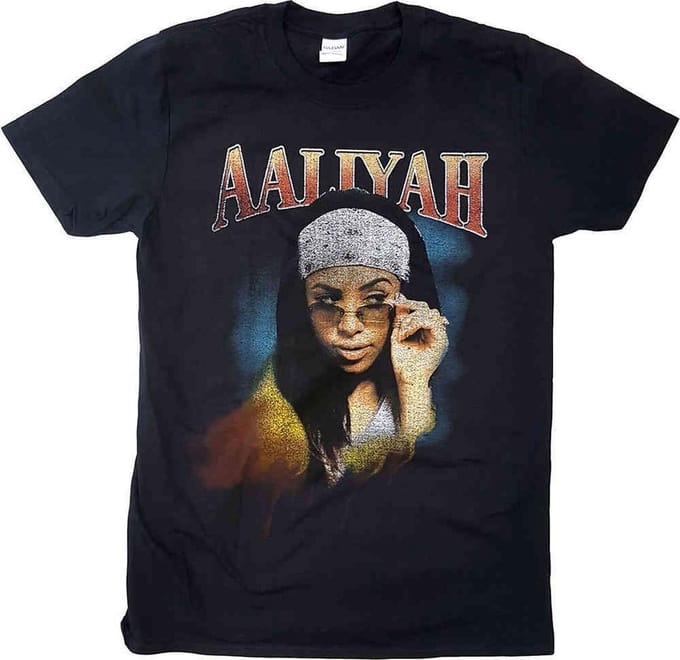 Aaliyah - Trippy Heren T-shirt - M - Zwart