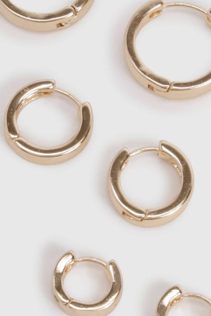 boohoo Dames 3-pack gouden hoepeloorbellen