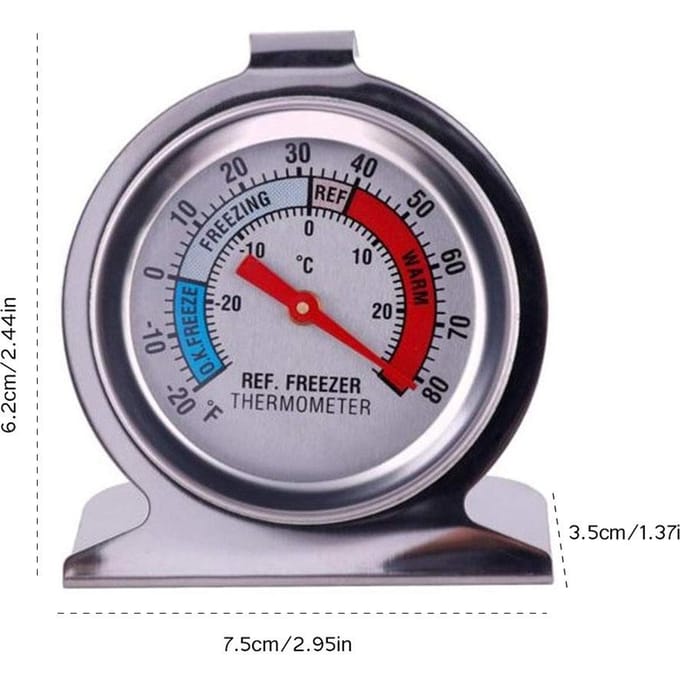 Koelkastthermometers Grote Wijzerplaat Koelkast Vriezer Thermometer met Haak gray