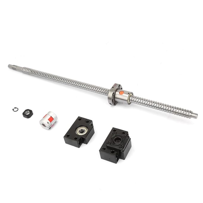 Vis à billes 500 mm + écrou BKBF12, siège de support, accouplement 6,35 x 10 mm black