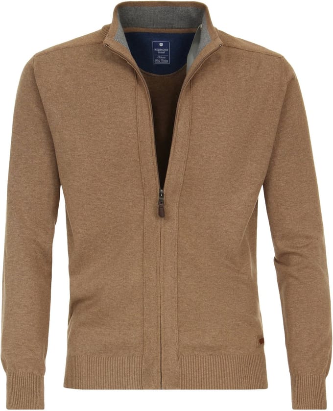 Redmond heren vest katoen - opstaande kraag - camel (middeldik)