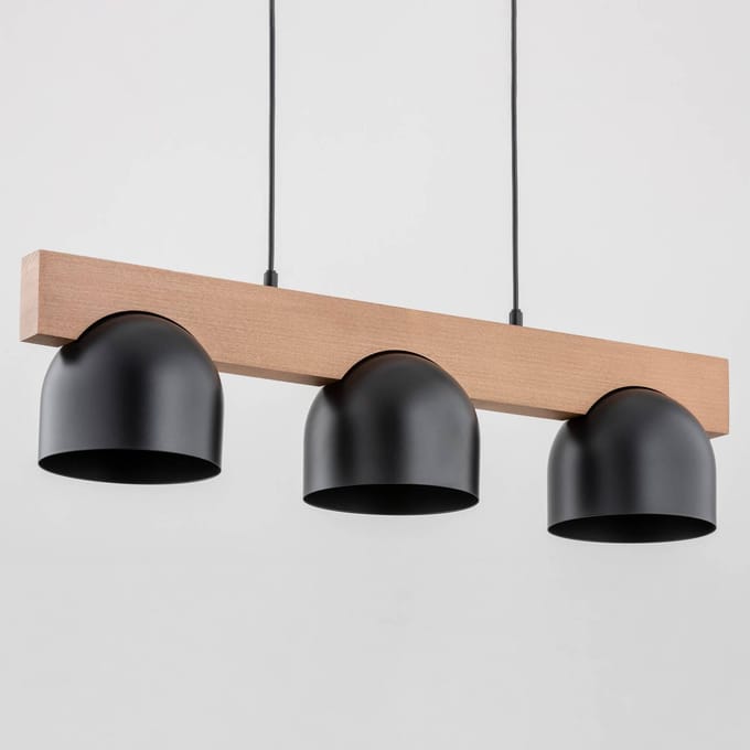 Envostar Afon hanglamp, 3-lamps beuken/zwart