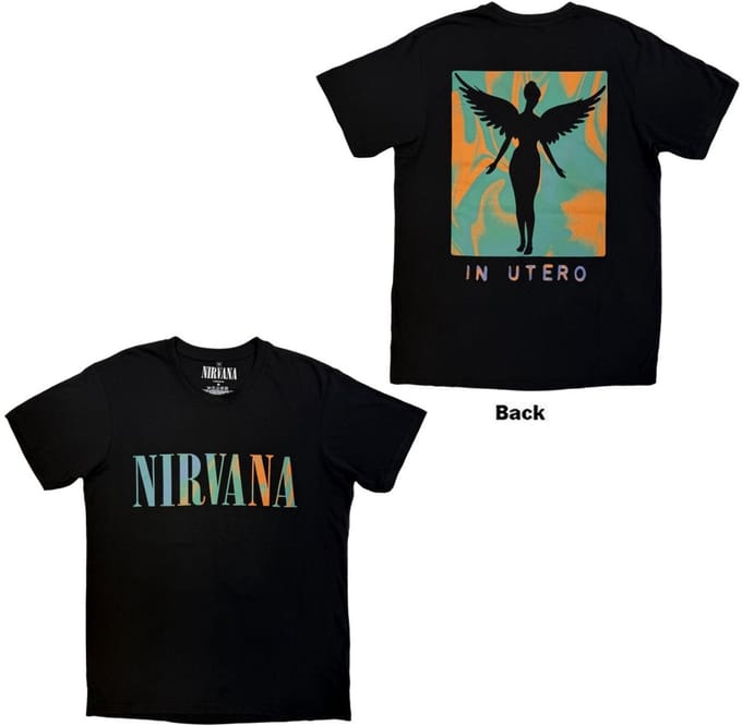 Nirvana - In Utero Angel Swirl Heren Tshirt - L - Zwart