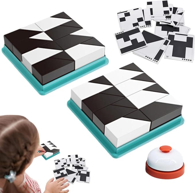 Puzzelblokken Kinderen - Hersenkrakers Logica - Cognitieve Ontwikkeling - Met Opbergbak - 32 Blokken - Multicolor
