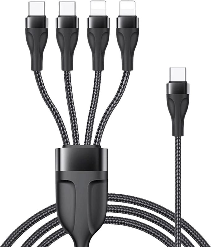 4-in-1 USB-C naar USB-C Kabel - Multi Oplaadkabel - Geschikt voor iPhone Oplader Kabel en USB-C Laadkabel - 1 Meter