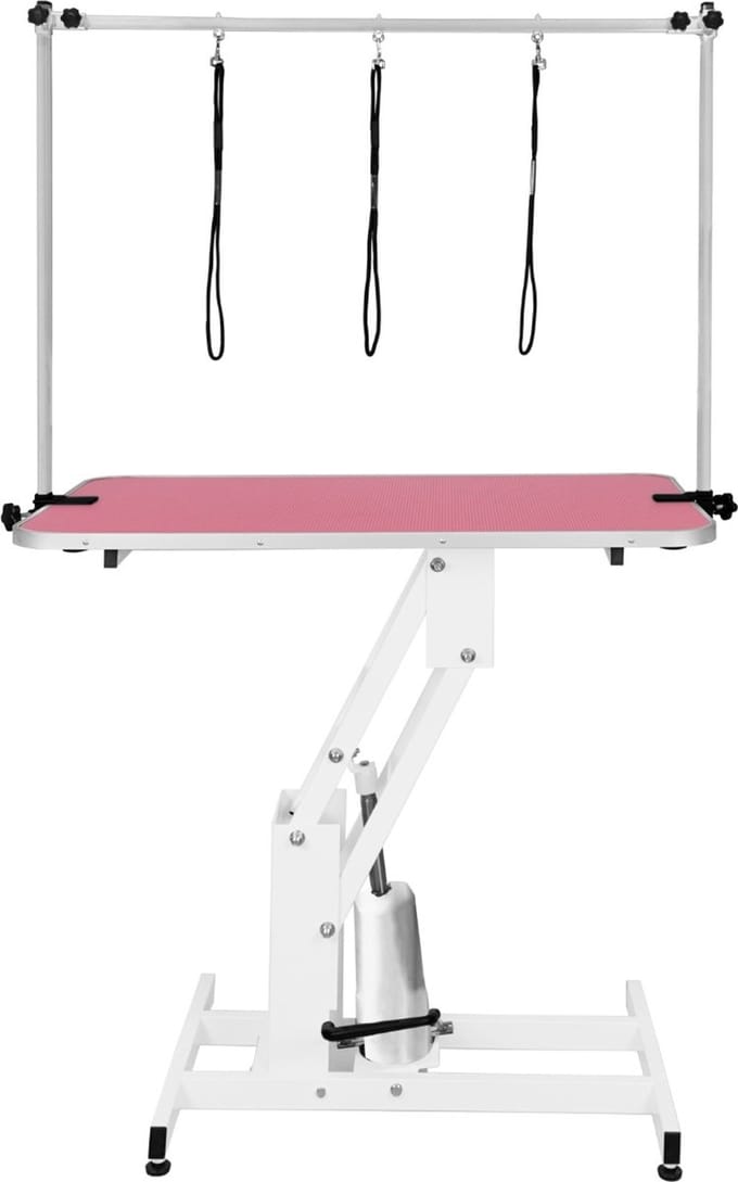 Wit hydraulische trimtafel trimeertafel - roze - 106x61 - max 180kg