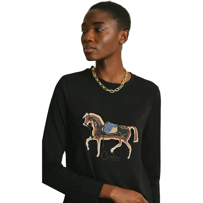 Dames-T-shirt met lange mouwen Cieli Equestrian The Iyanda Full Horse