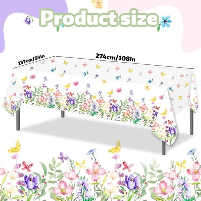 Tafelkleedset 3 stukken Wilde Bloemen Waterdicht