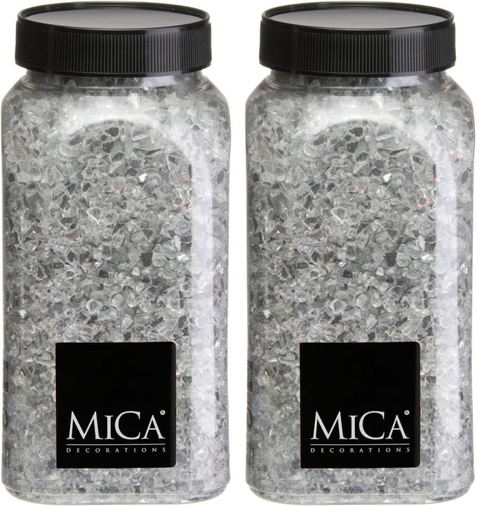 Mica Decorations decoratie stenen / granulaat - 2x - 650 ml - 1-2 mm - spiegel glas - siergrind