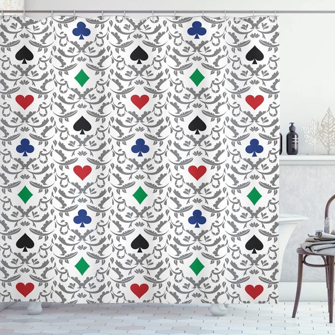 ABAKUHAUS Douchegordijn Geometrisch – 175x220 cm, Grijs Multicolor, Polyester