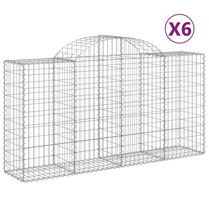 vidaXL - Schanskorven - 6 - st - gewelfd - 200x50x100/120 - cm - ijzer