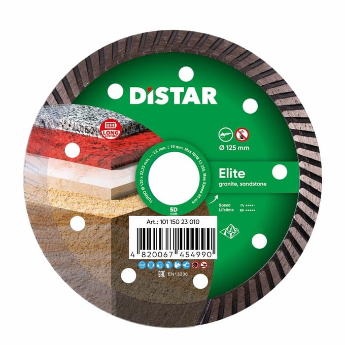 Distar Turbo Elite Serie - Diamantschijf - 125 mm - Turbo Segment - Voor Graniet en Marmer