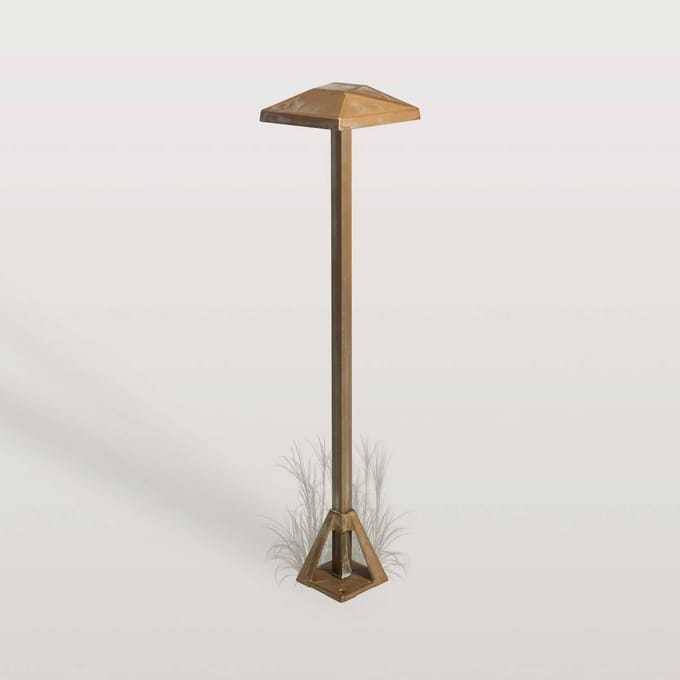 Moretti Luce LED sokkellamp Aura Edge, hoogte 50 cm, antiek messing
