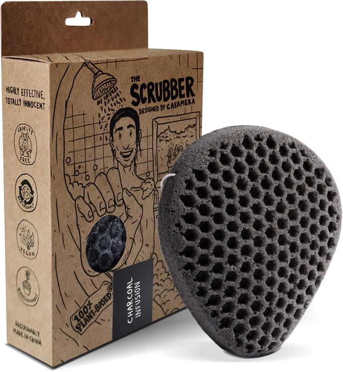 Tu-Untangle Konjac Spons Charcoal - Douche Spons met Scrubzijde - 100% Biologisch Afbreekbaar Badspons