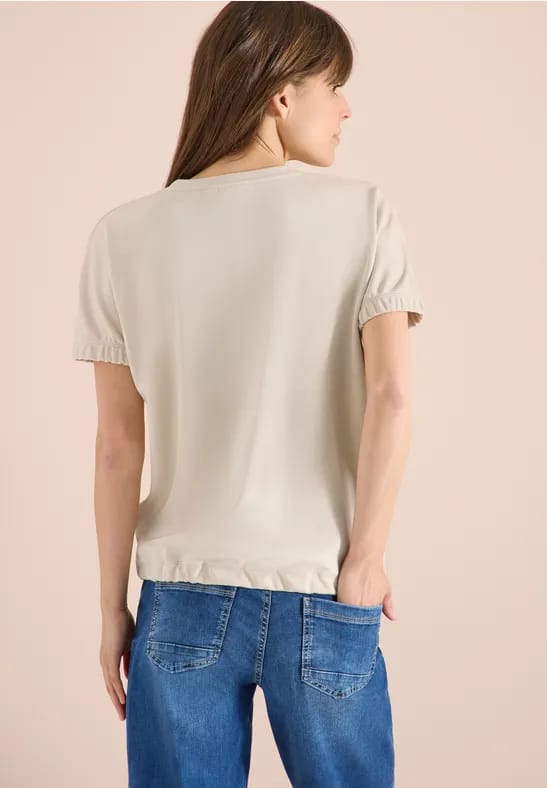 Shirt met ronde hals en rimpels