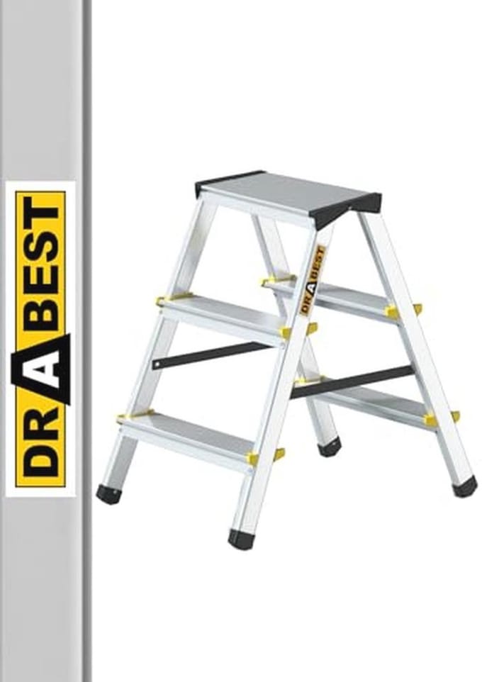 Aluminium Ladder 3 Treden, Dubbelzijdig, 150 kg Laadcapaciteit