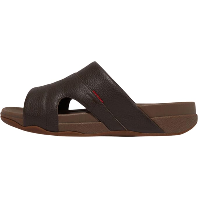 Fit Flop Heren Freeway Leren Sliders (Bruin)
