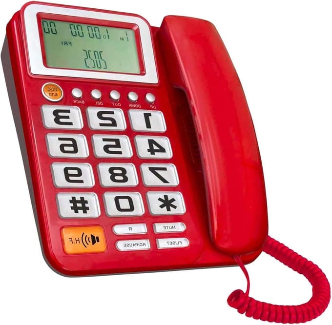 Vaste Telefoon - Grote Knop - Thuisgebruik Kantoor - Bellerweergave Functie - 22 x 17 cm - Rood Wit