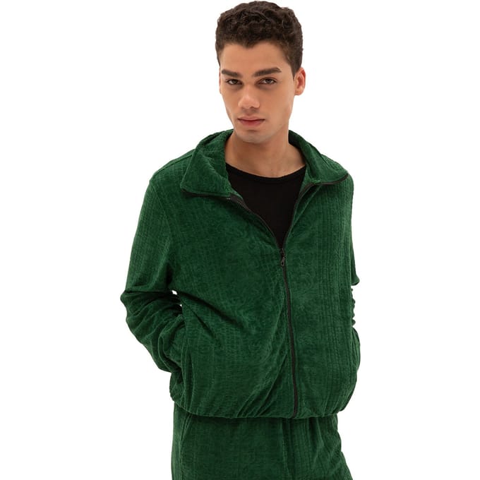 Heren sweatvest van fluweel met rits aan de voorkant