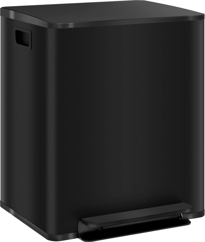 HOMCOM-Mülleimer-Edelstahl, Kunststoff-47,7L x 37,5B x 56Hcm-Schwarz