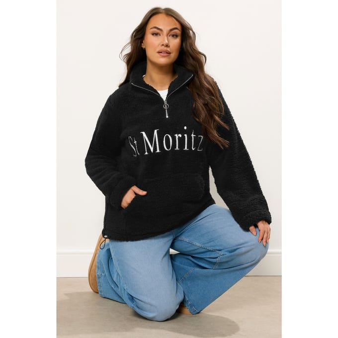 Yours Zwarte 'St Moritz' Teddy Borg Fleece Size 46