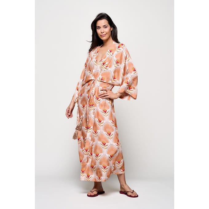 Caroline Tensen Islay Kimono Jurk Zand / Multi