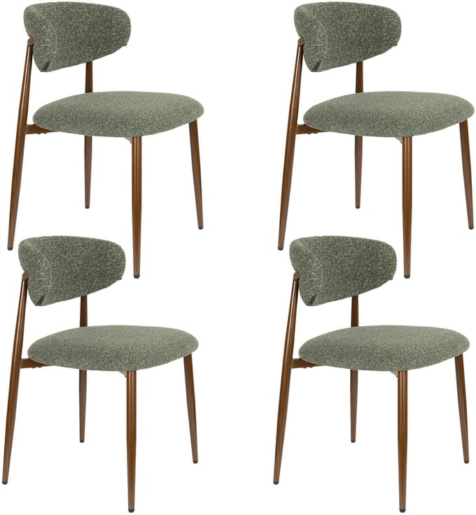 Housecraft Living Noor Eetkamerstoelen Groen - Set van 4