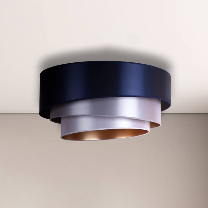 Euluna Plafondlamp Trio Ø 60 cm, marineblauw/zilver/wit/goud