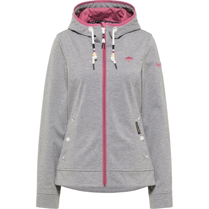 Schmuddelwedda functionele jas Dames grijs melange sorbet rood