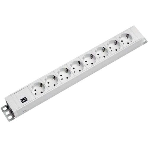 Bachmann 333.001 19 inch Stekkerdoos voor patchkast 1 HE Geaarde contactdoos Wit