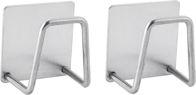 Nolad® - Sponshouder - Vaatdoekhouder - Gootsteen Organiser - Wandhaak - 2 Stuks - RVS