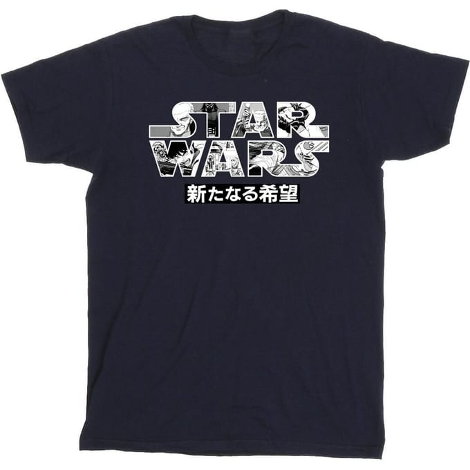 Star Wars Heren Japans Logo T-shirt (Marineblauw)