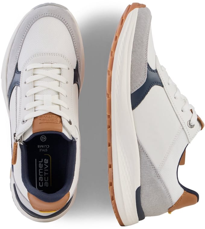 camel active Sneaker met zijrits - Maat menswear-43 - Wit