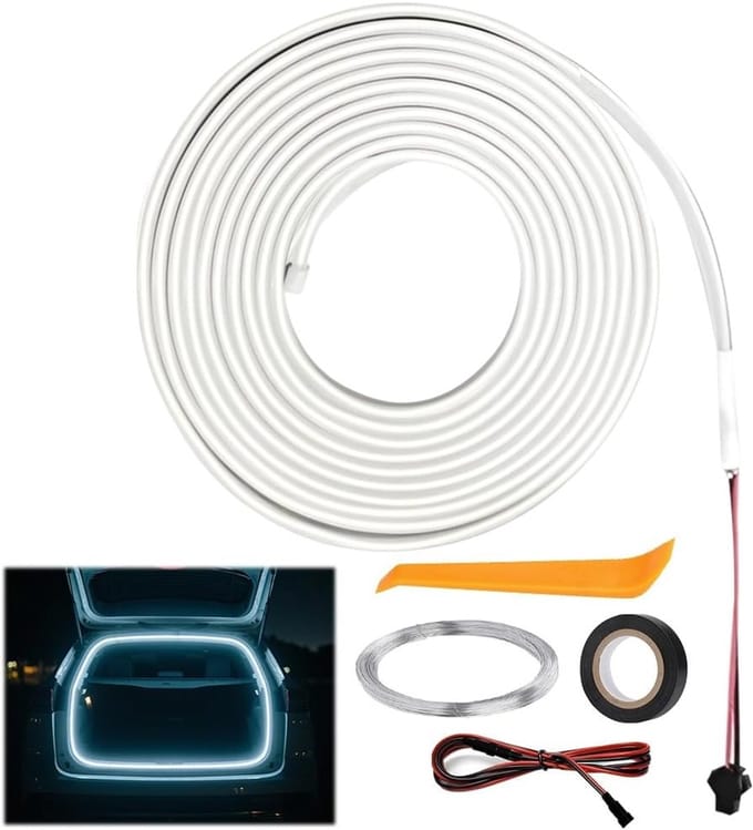 Verlichte LED Strip voor Auto met Sensor - Decoratieve Verlichting, 4m Lang, Wit Licht