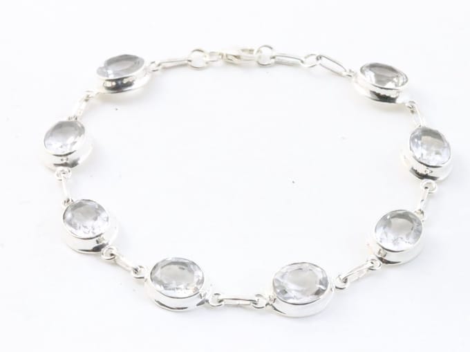 Hoogglans zilveren armband met bergkristal