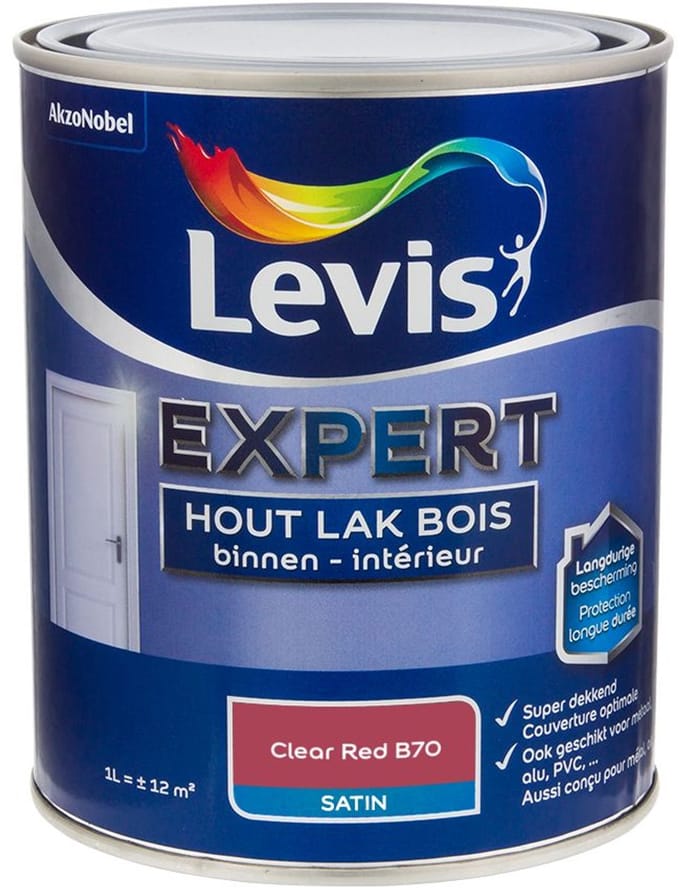 Levis - Expert Hout Lak Binnen Satin Mix - Clear Red B70 - Mengverf - 1 L
