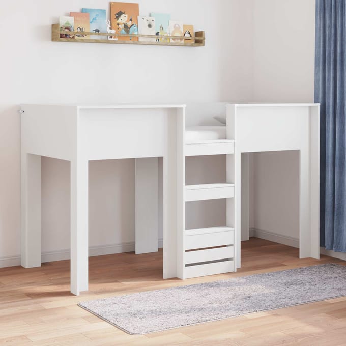 vidaXL - Stapeld - bed - voor - kids - Wit - 75 - x - 190 - cm - Bewerkt - hout