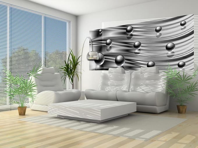 Silver Grey Black Abstract Modern Photo Wallcovering