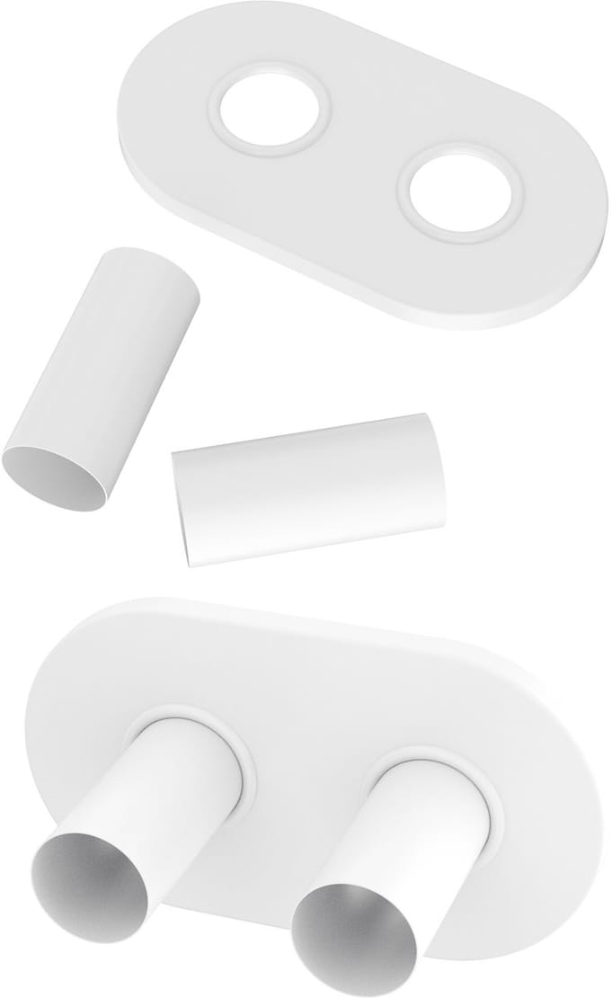 Afdekset rond Granitan radiatorafdekking wit voor radiatorkraan
