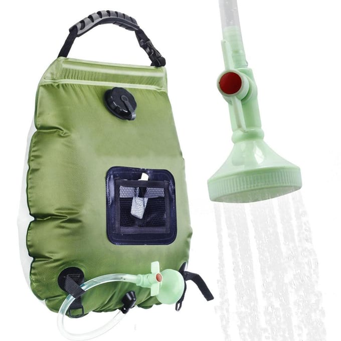Draagbare Buiten Kampeer Douche Bad Waterzak 20L Capaciteit Zonnewarmte Kampeer Badzak zwart