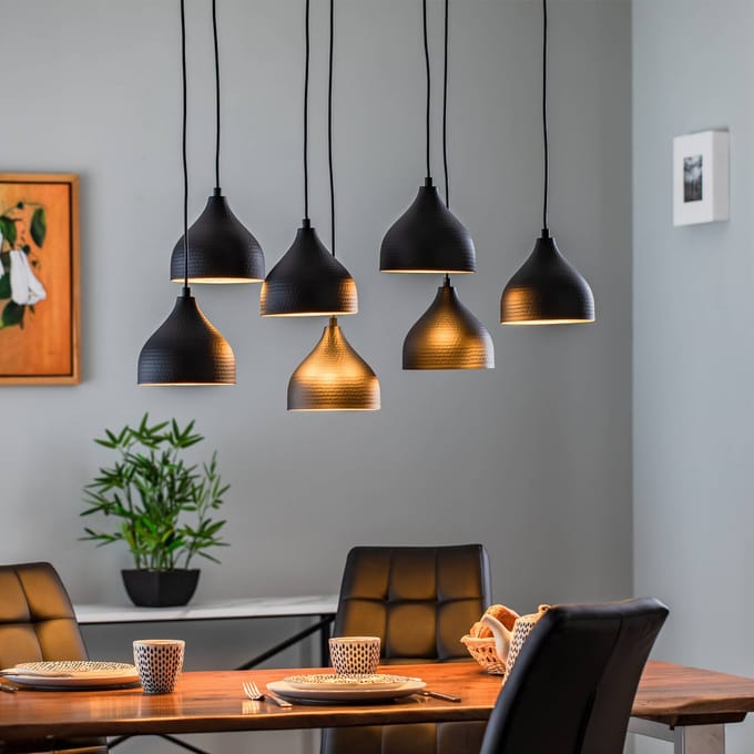 Opviq Tattoo 6221 hanglamp 7-lamps zwart/goud