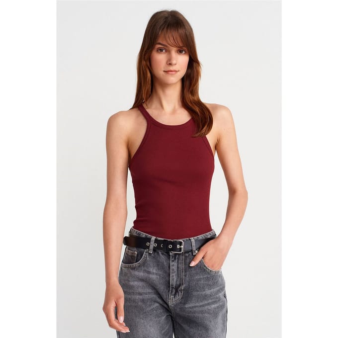 Geribbelde Katoenen Mouwloze Camisole Blouse