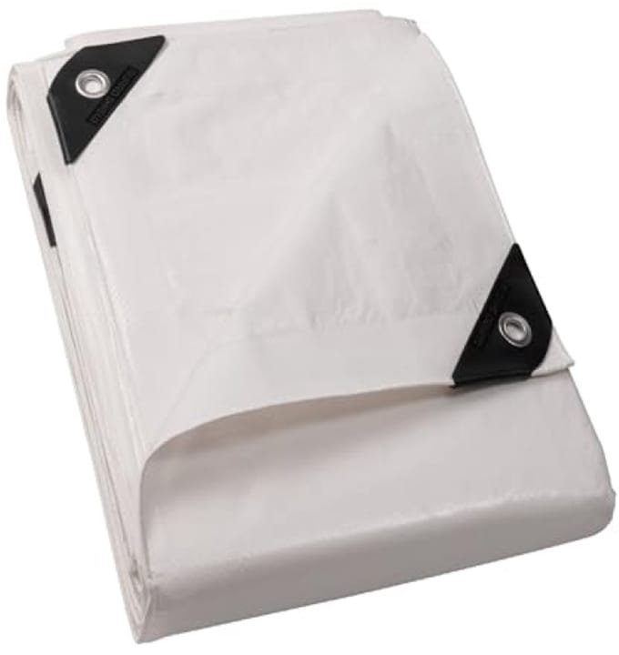 Waterdicht afdekzeil met inslagringen, 4 x 4 m, wit, 120 g/m², polyester, UV-gestabiliseerd, scheurvast
