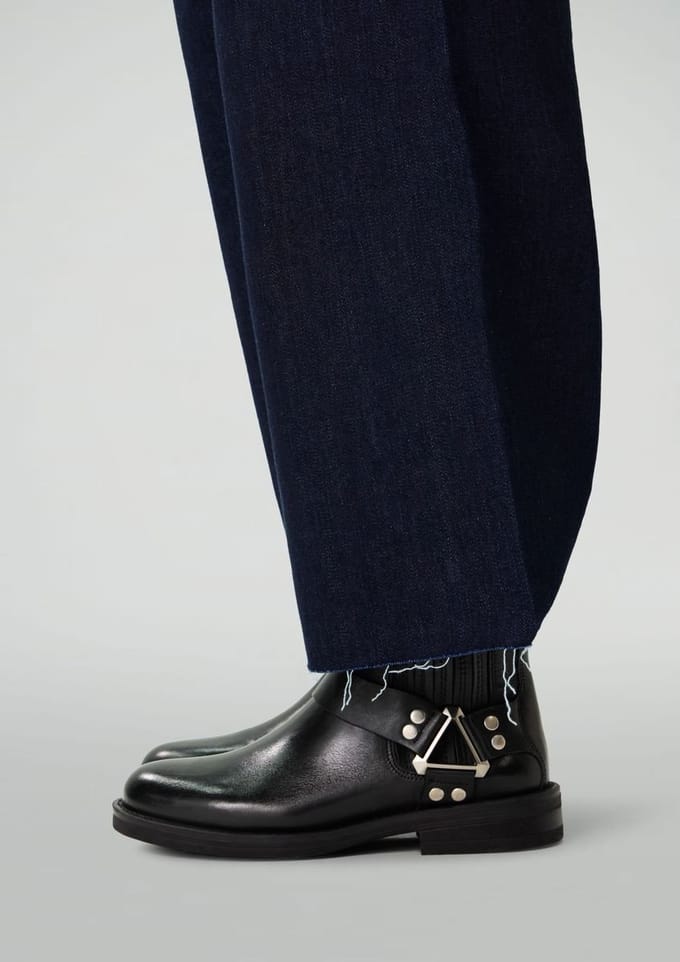 Sacha - Dames - Zwarte leren biker boots - Maat 36