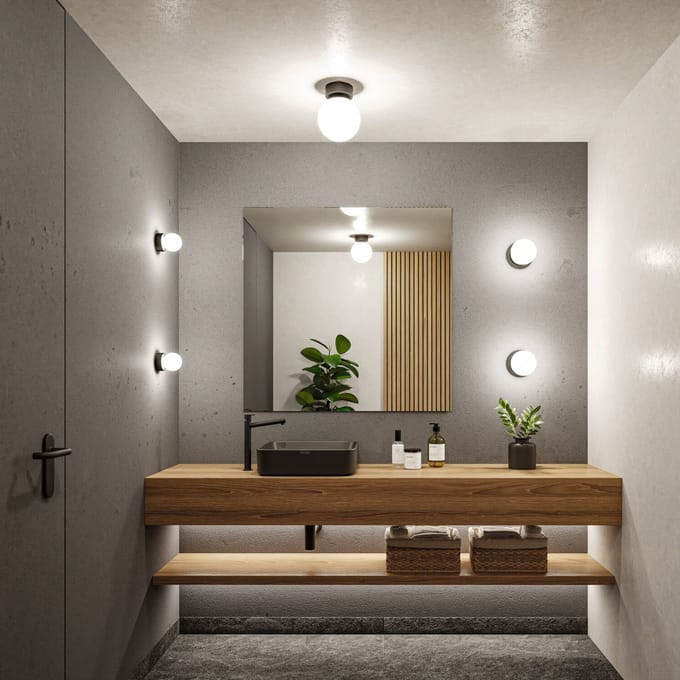 Selection Bathroom Plafondlampen Gove IP44 G9 230V max. 20W dimbaar Zwart mat, Satijn