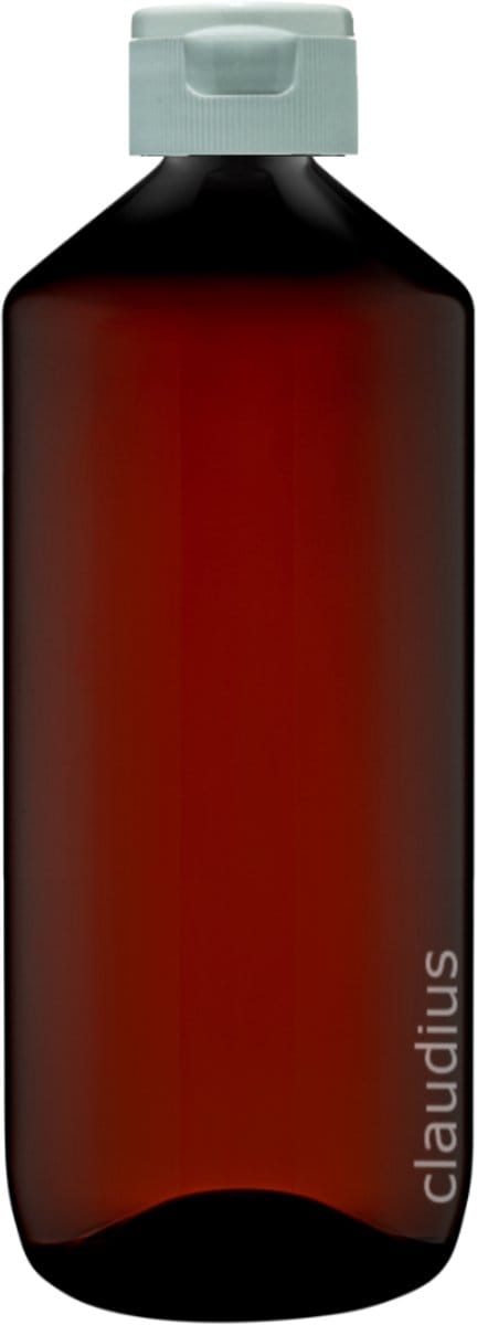 Lege Plastic Fles 500 ml amber met Witte klepdop - set van 10 stuks